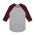 3/4 RAGLAN TEE  - GREY MARLE/BURGUNDY