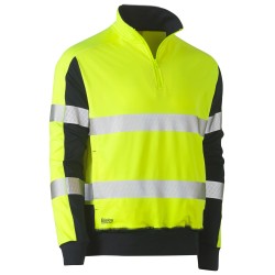 Taped Two Tone Hi Vis Contrast Stretchy 1/4 Zip Pullover