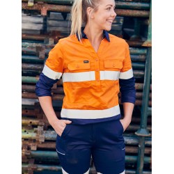 Womens Taped Hi Vis Stretch Closed Front Shirt