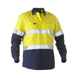 Bisley Recycle Taped Two Tone Hi Vis Drill Shirt
