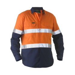 Bisley Recycle Taped Two Tone Hi Vis Drill Shirt