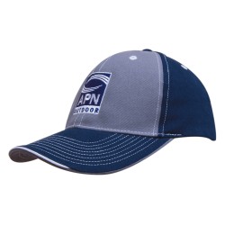 Brushed Heavy Cotton Two Tone Cap with Contrasting Stitching and Open Lip Sandwich