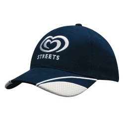 Brushed Heavy Cotton Cap with Mesh Inserts on Peak