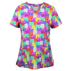 JB's LADIES SCRUB TOP PRINTED 