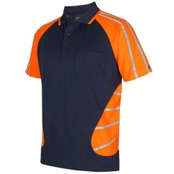 JB's Street Spider Polo W/ Reflective Stripe ORANGE/NVY-5XL