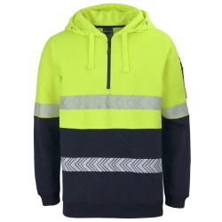 JB's HV (D+N) 1/2 ZIP SEGMENTED TAPE HOODIE ORANGE/NVY-8/9XL
