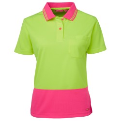 JB's LADIES HV S/S COMFORT POLO ORANGE/NVY -26
