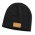 Nebraska Cable Knit Beanie with Patch - Black with Brown Patch