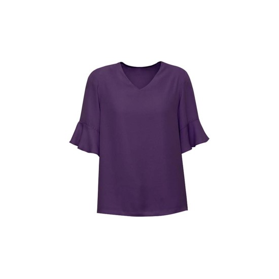 Womens Aria Fluted Sleeve Blouse - RB966LS Short Sleeve from Challenge Marketing NZ