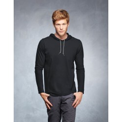 987 Anvil Adults Lightweight Long Sleeve Hooded T-Shirt